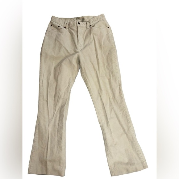 L. L. Bean Corduroy Cream Pants Women’s 12 Tall Casual Office Cowgirl Classic - Picture 2 of 13